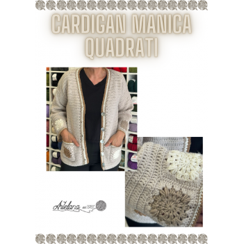 Pattern cardigan manica quadrati uncinetto