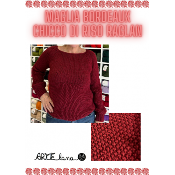 Pattern maglia bordeaux chicco di riso raglan