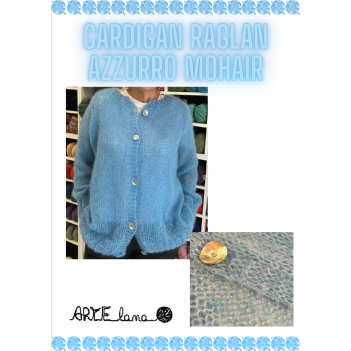 Pattern cardigan raglan mohair azzurro