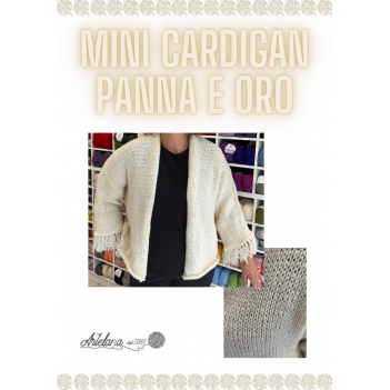 Pattern mini cardigan panna oro con frange