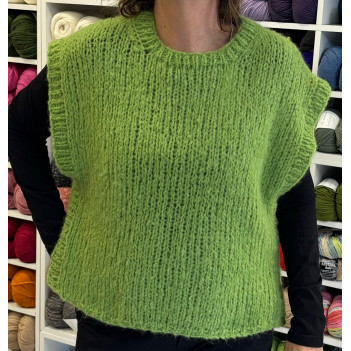 Smanicato verde rasato con spacco lavorato a mano baby alpaca