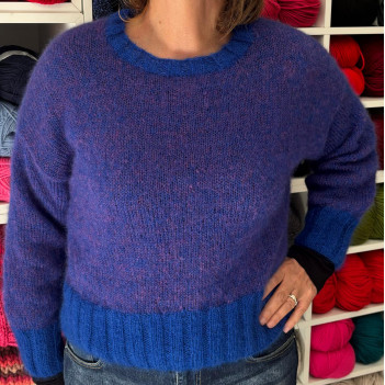 Maglia mohair melange coste 3x3 rasata lavorata a mano