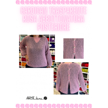 Pattern cardigan trasparente rosa abbottonatura posteriore