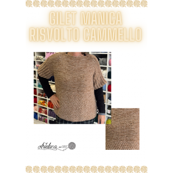 Pattern gilet manica risvolto cammello