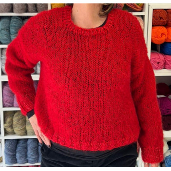 Maglia Ingenua bordi laminati rossa interamente lavorata a mano