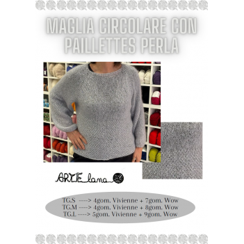 Pattern maglia circolare con paillettes perla