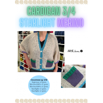 Pattern cardigan 3/4 Starlight Merino S+M
