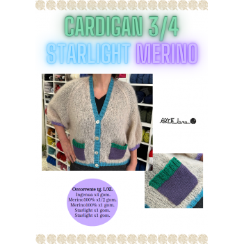 copy of Pattern cardigan 3/4 Starlight Merino L+XL