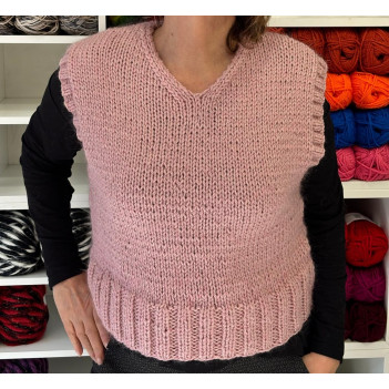 Gilet Luce Kid Mohair rosa lavorato a mano