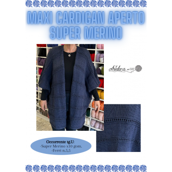 Pattern maxi cardigan aperto Super Merino