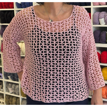 Maglia traforo con paillettes interamente lavorata a mano