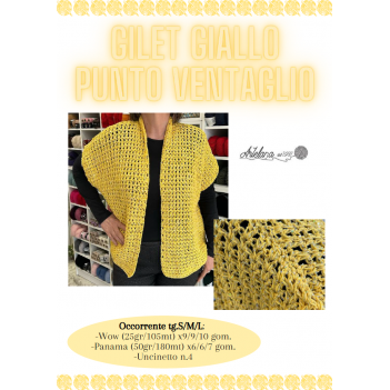 Pattern gilet giallo punto ventaglio con paillettes